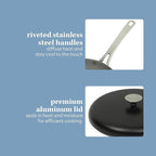 Sur La Table Kitchen Essentials Potluck Porch 4.5 Quart Sauté Pan, Deep Frying Pan Skillet w/Lid Aluminum PFA Free Ceramic Cookware Chef's Pan, Omelet Pan - Induction - Black