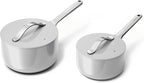 Caraway Nonstick Ceramic Sauce Pans with Lids (3 qt & 1.75 qt) - Non Toxic, PTFE & PFOA Free - Oven Safe & Compatible with All Stovetops (Gas, Electric & Induction) - Gray
