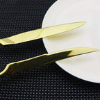 Golden Flatware Set 18/10 Stainless Steel Mirror Polished Gold Cutlery - Silverware Utensil Set of Steak Knife Dinner Fork Knife Spoon Salad Fork Dessert Spoon,24 Piece Service for 4