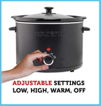 Courant Slow Cooker 5.5 Quart Crock, with Easy Cooking Options, Dishwasher Safe Pot and Glass Lid, Matte Black