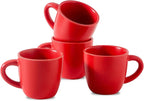 Hasense 7 Ounce Cappuccino Cups Set of 4 Perfect for Latte, Americano, Cafe Mocha and Tea, Ceramic Coffee Cups Ideal for Party Cafe Home and Kitchen, Microwave and Dishwasher safe, Red