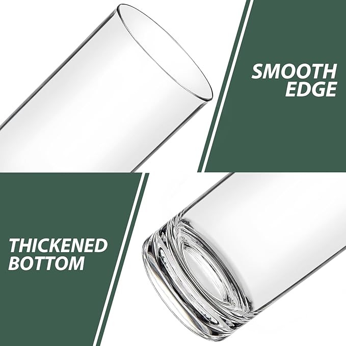 17 Oz Plastic Tumblers Set of 12, Clear Plastic Drinking Glasses, Plastic Cups Reusable, Highball Glasses Drinking Set for Kitchen Poolside Patio,Dishwasher-Safe, Shatterproof, BPA-Free