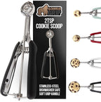 GORILLA GRIP Stainless Steel Cookie Scoop for Baking, 2 TSP, Multipurpose Melon Baller, Meatball Spring Scoops, Perfect Portion Sizes, Easy Food Release, Scooper Size 100, BPA-Free Kitchen Tool, Black