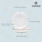 Vikko Dessert Plates Ceramic, Set of 6 Small White Plates, Ceramic Salad Plates Set, Stackable 7 Inch Round Appetizer Plates, Dishwasher Safe, Bead and Butter Plates, Durable Plates for All Occasions