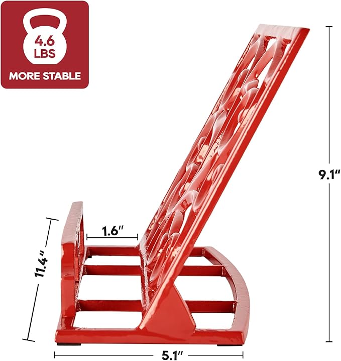 JOGREFUL Cookbook Stand, Cast Iron Heavy-Duty Recipe Book Holder, Kitchen Vintage Recipe Book Holder, Reading Rest Holder for Easel/Counter/Books/Magazine/iPad/Bible, Vine Pattern, Red