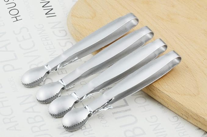 5" Mini Serving Tongs Set, Tiny Stainless Steel Small Tongs for Appetizers, Tea Party, Coffee Bar, Desserts, Set of 4