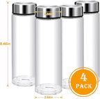 16oz Juice Bottles with Lids,4 Pack Wide Mouth Glass Bottles with Stainless Steel Cap,Reusable Glass Water Bottles for Juicing, Smoothies, Infused Water,Beverage Storage,BPA Free,Leakproof