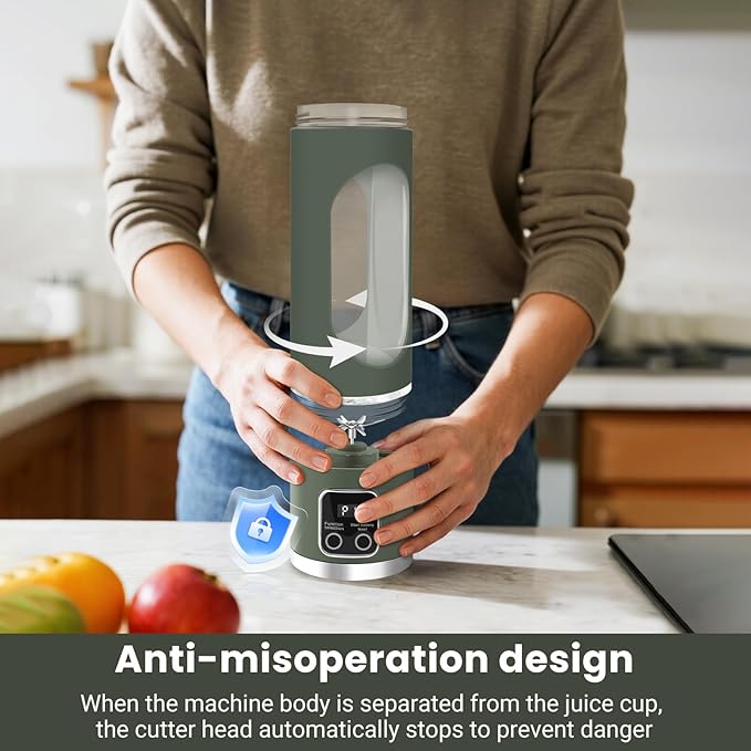 Portable Blender Personal Electric USB，500ML Portable juicer Shakes and Smoothies Blender，Small Blenders，Mixing，Compact、Convenient and Versatile (Green)