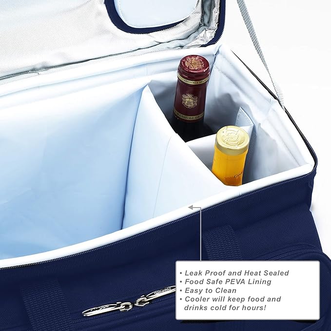 Picnic at Ascot Original Insulated picnic cooler with Service for 4 -Designed & Assembled in the USA