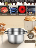 Artcome 304 Stainless Steel Melting Pot Set with Dual-Handles, Silicone Spatula & Spoon, 2600ml Pot & 1200ml Melting Bowl, Heat-Resistant Silicone Handles, Perfect for Melting Chocolate, Butter