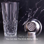 Cocktail Shaker, 14.5 Oz Glass Martini Shaker with Strainer for Bars, Whiskey, Cocktails, Silver