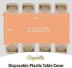 Exquisite 12-Pack Premium Plastic Tablecloth 54in. x 108in. Rectangle Table Cover - Peach