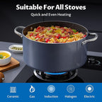 BEZIA 10 Quart Cooking Pot, Large Non Stick Induction Stock Pot with Lid, All Stove Compatible, 10 QT Aluminum Soup/Stew Pot For Large-batch Cooking, Grey