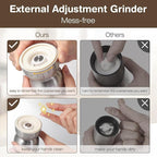 Vucchini Pepper Grinder Salt Grinder Manual - External Adjustable Coarseness with 6 Settings Stainless Steel Spice Grinder Mill Ceramic Burr Large Capacity 9 oz Ideal for Kitchen