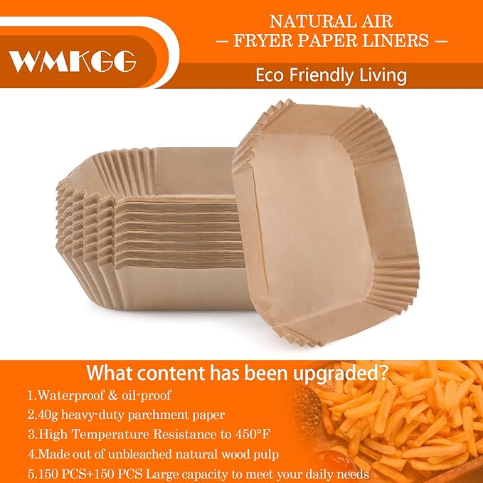 WMKGG 300 PCS Air Fryer Liners for Ninja Crispi, Parchment Paper Accessories for Ninja Crispi 4-in-1 Portable Glass Air Fryer Cooking System