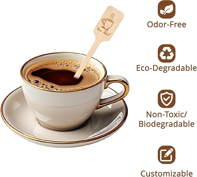 6.3inch Custom Drink Stirrers, Wooden Coffee Stirrers 50 Count Personalized Stir Sticks Wood Beverage Mixer with Smooth Ends, Swizzle Sticks for Wedding Cocktail (6.3inch)