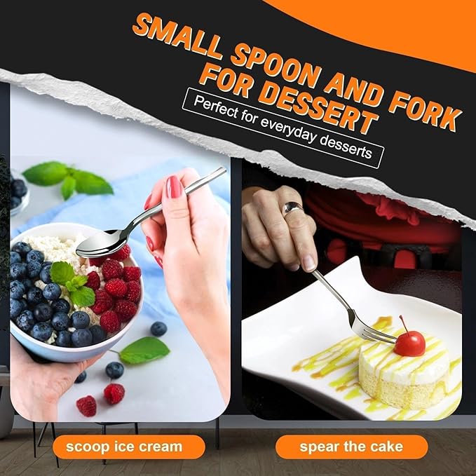 SSGP Silverware Set for 8, 40 Piece Heavy Duty Stainless Steel Serving Flatware Utensils Set, Mirror Finish, Elegant & Durable, Modern Design Dishwasher Safe Cutlery Set for Home Wedding Housewarming