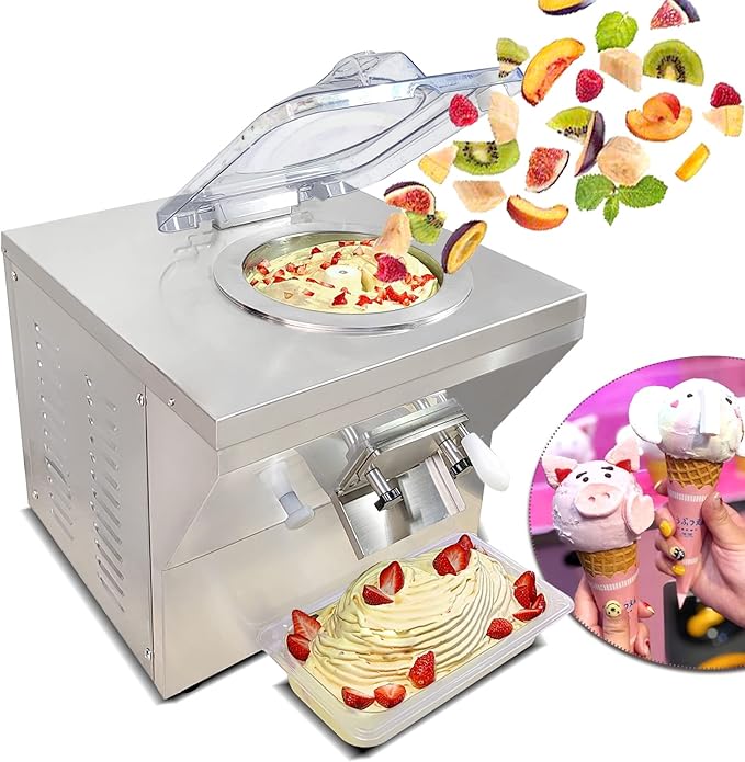 Commercial Countertop Hard Ice Cream Machine, 5.8L Cylinder Gelato Ice Cream Maker with LED Touch Control Screen Panel, Frozen Yogurt Creami Desser Maker Batch Freezer, Outlet: 20L/hour