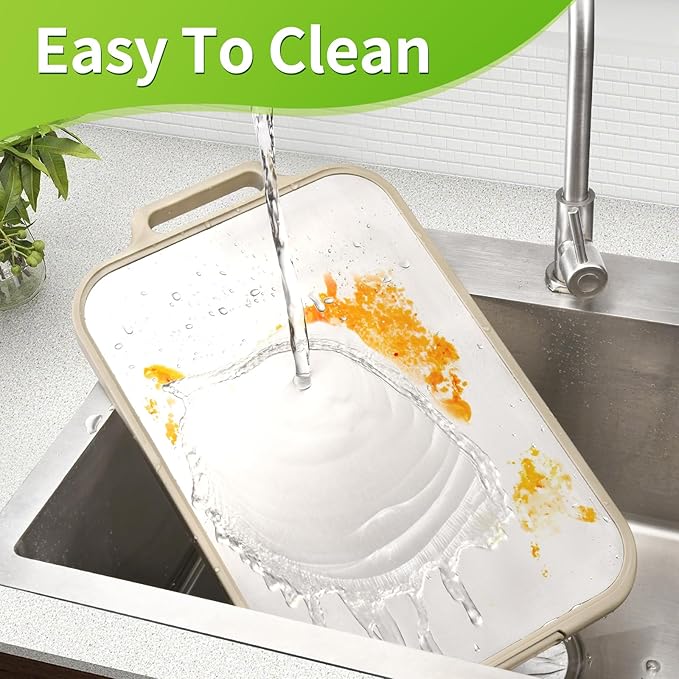 Titanium Cutting Board, Double Sided Cutting Board for Kitchen with Food Grade Pure Titanium and Wheat Straw PP, Easy to Clean, Stand-Up Design