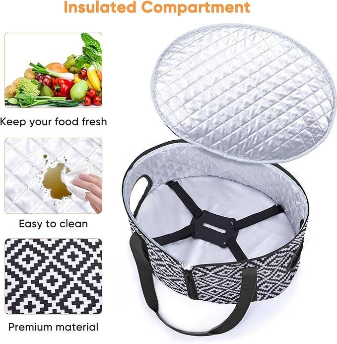 BAGSPRITE Slow Cooker Carrying Case Compatible with 6-8 Quart Crockpot Carrier for Hot Food and Hamlton Beach Slow Cooker Tote with Lid Fastener for Crock-pot Dust Cover Applicances