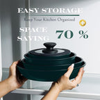 Moss & Stone Aluminum Pots And Pans Set Nonstick, Removable Handle Cookware, Stackable , Dishwasher Safe, Induction Camping Cookware Set. (10 Pieces Blue)