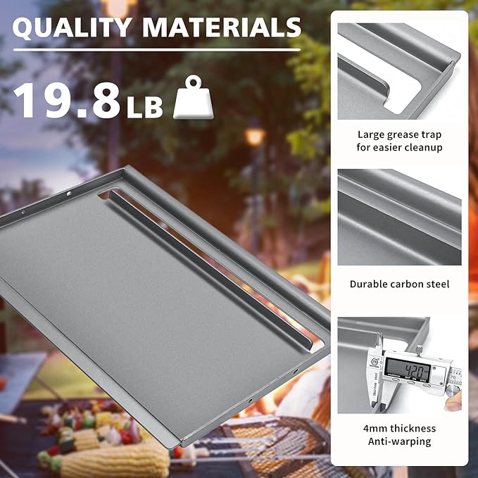 Hisencn 25.6" x 16.7" Griddle for Gas Grill, Cast Iron Griddle FlatTop Insert for Nexgrill, Weber, Charbroil, Pit Boss, Traeger, Camp Chef and more Grill, Griddle for Outdoor Gas & Charcoal Grills