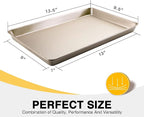 Quarter Sheet Baking Pan Nonstick - HONGBAKE Commercial Cookie Sheet for Baking with Diamond Texture Surface, 57% Thicker Carbon Steel 9 x 13 Baking pan