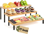 3 Tier Serving Tray Set,17" Serving Tray Stand & Platter Tower Plate for Party Supplies,Reusable Trays for Food Fruit Cookie Afternoon Tea Hosting, Appetizer,Dessert Table Display Set