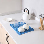 Silicone Dish Drying Mat for Multiple Usage,Easy clean,Eco-friendly,Heat-resistant Silicone Mat for Kitchen Counter or Sink,Refrigerator or Drawer liner Lichen BlueL M 12 inches x 12 inches