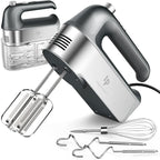 Hand Mixer Electric, 450W Kitchen Mixers with Scale Cup Storage Case, Turbo Boost/Self-Control Speed + 5 Speed + Eject Button + 5 Stainless Steel Accessories, For Easy Whipping Dough,Cream, Cake
