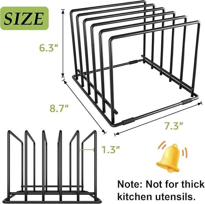 2-Pack Baking Sheet Organizer Rack – 5-Slot Bakeware & Cookie Tray Holder for Kitchen Cabinet or Countertop, Compact Stainless Steel Cutting Board Rack with Rust-Resistant Frame & Anti-Slip Feet