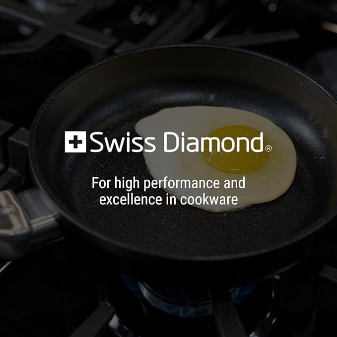 Swiss Diamond 7 Inch Frying Pan Nonstick Diamond Frying Pan, Aluminum Coated Skillet, Dishwasher Safe and Oven Safe Fry Pans with Ergonomic Handle, Grey