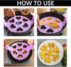 7-Cavity Pancake Maker Mold,Silicone Egg Ring Maker for Nonstick Cooking - Create Fun Shape Breakfast for Kids, Easy to Use with Handle for Microwave, Oven