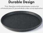CURTA 2-Pack Restaurant Grade Non-Slip Tray, NSF, 14 Inch, Plastic Rubber Lined Round Serving Tray, Black