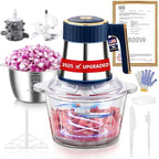 5-in-1 Electric Food Processor【800W Powerful German Motor】【6 Titanium Steel Blades | 6S Meat Grinding】Meat Grinder for Kitchen Use, Food Chopper for Vegetable, Fruits, Nuts, Baby & Pet Food(Blue)
