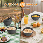 Hoimenly Wheat Straw Bowls for Kitchen, Unbreakable Cereal Bowl Set of 8, 26oz Microwave and Dishwasher Safe Bowls Set for Party, Camping, Alternatives to Plastic Bowl, Stackable Soup Bowls(Dark Grey)