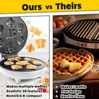 The Original Creepy Crawly Bug Waffle Maker- 7 Fun Different Insect Shaped Pancakes- Includes a Butterfly Lady Bug Bee & More- Electric Nonstick Waffler Iron, Morning Breakfast Treat or Kids Xmas Gift