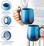 Hasense Ceramic Coffee Mugs Set of 4,15oz Large Mugs Set for Home and Office, Microwave & Dishwasher Safe, Coffee Cups for Coffee Tea Mike, Gradient Blue