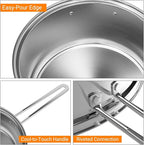 GOFLAME 12 Piece Pots & Pans Set, Stainless Steel Cookware Set with Tempered Glass Lids, Handles & 3-Ply Base, 4 Stockpots, 1 Frying Pan & 1 Sauce Pan for Stovetop, Induction, Halogen