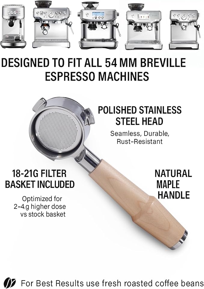 Breville Espresso Machine Accessories Set 54mm Calibrated Tamper, Tamping Station, Bottomless Portafilter, Coffee Distributor and Puck Screen