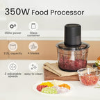 Meat Grinder Electric, 2.2L Stainless Steel Food Processor and Chopper with 4 Sharp Blades, 350W, 2 Speed Modes, for Meat, Baby Food, Vegetables, Fruits, Nuts,8 Cups, Black