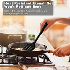 E-far Silicone Cooking Utensils Set, 24Pcs Heat Resistant Kitchen Utensil with Holder, Silicone Kitchen Tools with Spatula Turner Spoon Tongs Whisk, Non-Toxic & Dishwasher Safe (Black)