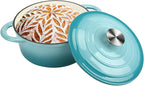 Cast Iron Dutch Oven 4.5 Quart Enameled Cast Iron Dutch Oven Pot with lid Heavy Duty Dutch Oven Dual Handles Porcelain Enameled Cast Iron Pot for Baking Braiser Cooking Family or Friends Gifts,Aqua