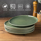 AmorArc Ceramic Dinner Plates Set of 6, 10.5 Inch Handmade Reactive Glaze Stoneware Plates, Rustic Shape Dinnerware Dish Set for Kitchen, Microwave & Dishwasher Safe, Scratch Resistant