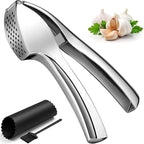 Garlic Crusher/Mincer/Grater/Chopper/Smasher with Silicone Peeler and Brush