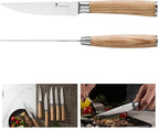 Natura Series 4.5” Serrated Steak Knife Set of 8, High Carbon Stainless Steel, Wooden Handle