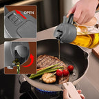 YARRAMATE 16oz/470ml Oil Sprayer for Cooking with Stickers, Food-grade Premium 2 in 1 Olive Oil Dispenser Bottle for Kitchen Gadgets, Air Fryer, Salad, Frying, BBQ (Gray)