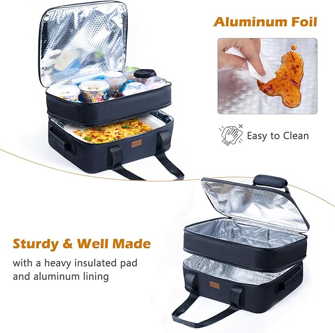 BAGSPRITE Expandable Insulated Casserole Carrier for Hot or Cold Food, Casserole Dish Carrying Case,Thermal Lasanga Lugger Tote for Pockluck, Parties, Picnic, Fits 9" x 13" Baking Dish,