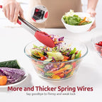 600ºF Heat Resistant Kitchen Tongs: U-Taste 12 inch Large Silicone Cooking Tong with Sturdy Non Stick Rubber Tips & Silicon Coated 18/8 Stainless Steel Handle & Smooth Locking for Serving Grill (Red)