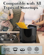 Cook N Home Nonstick Stockpot with Lid 10.5-Qt, Deep Cooking Pot Cookware Canning Stock Pot with Glass Lid, Black